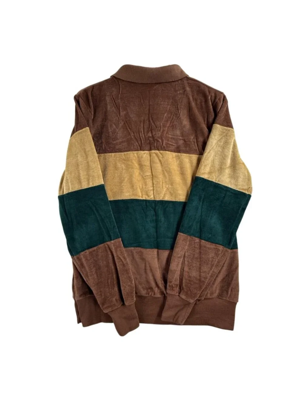 Vintage Grandee Sweater Mens Medium Multicolor Velvet Stripe Collared Pullover